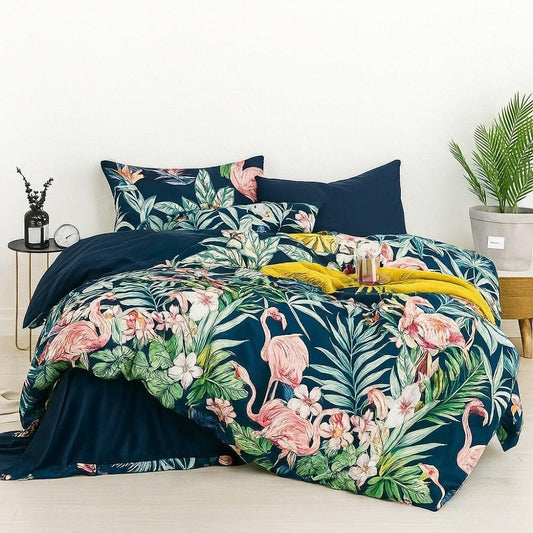 Flamingo Blue Bedding Set - Silky Egyptian Cotton Duvet Covers & Pillowcases