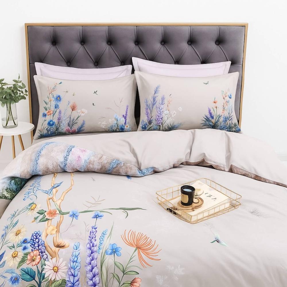 Grand Egyptian Cotton Pillowcase Pair - 600 Thread Count Floral Design