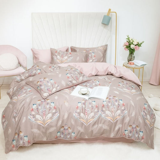 Light Feathers - Soft Egyptian Cotton Bedding Set with Feather Motifs