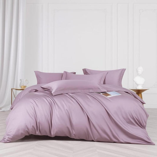 Luxe Minimalist Violet Bedding Set - Silky Egyptian Cotton Duvet Cover & Pillowcases