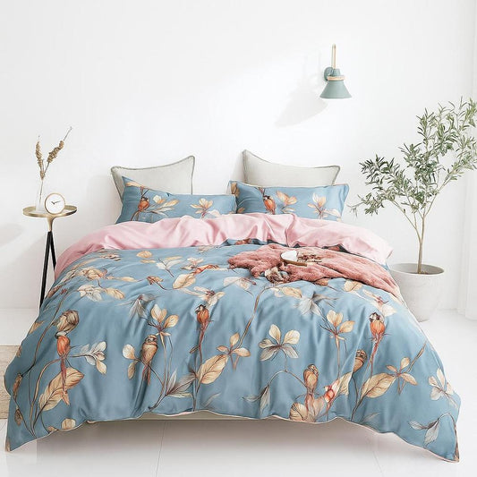 Luxurious Egyptian Cotton Bedding Set - Tropical Duvet Covers with Parrots