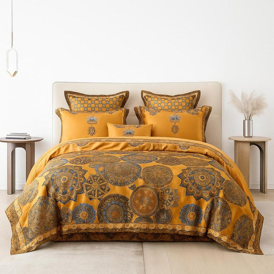 Luxurious Egyptian Cotton Bedding Set with Medallion Design & Sateen Finish