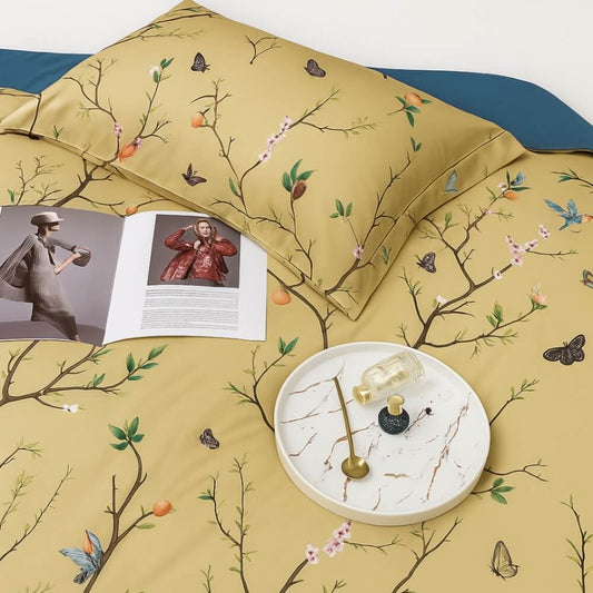 Luxurious Egyptian Cotton Pillowcase Pair - 600 Thread Count Floral Design