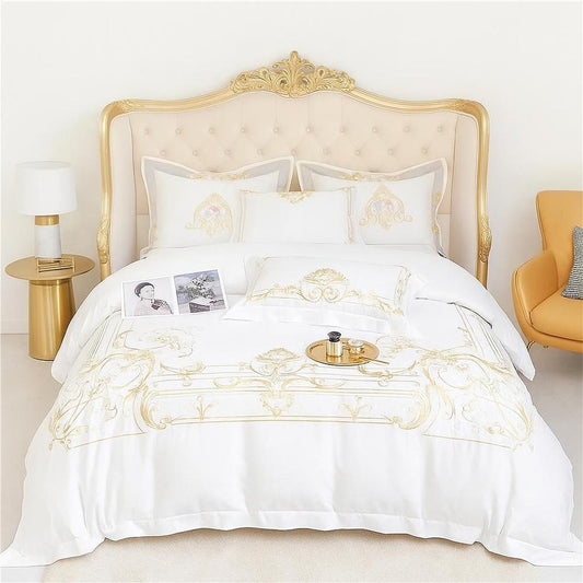Luxxo - King Size Duvet Cover Set, Soft Egyptian Cotton, 1000 TC, Elegant Design